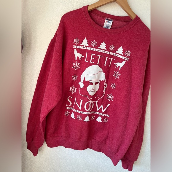John Snow GoT Let It Snow Graphic Crewneck Christmas Sweater L - Picture 3 of 9